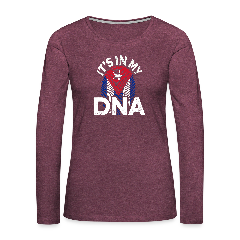 Cuba DNA Women’s Long Sleeve Shirt – Cuban Pride - heather burgundy