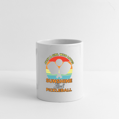 Just A Girl Who Loves Sunshine and Pickleball Coffee Mug - white