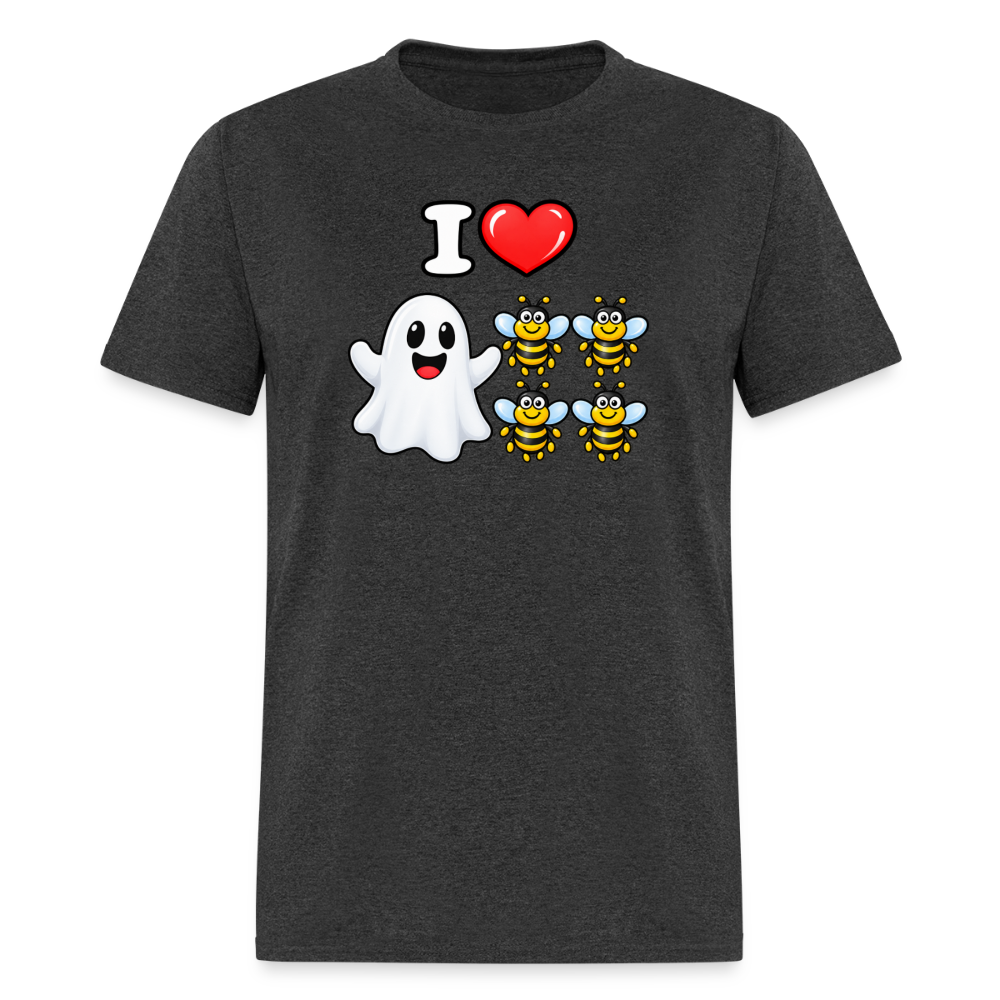 I Heart Boo Bees T-Shirt – Funny Halloween Adult Humor - heather black