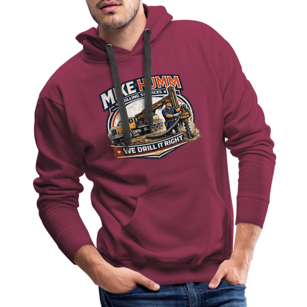 Mike Humm Drilling Services Men’s Premium Hoodie (Adult Humor, Sexual Humor) - burgundy