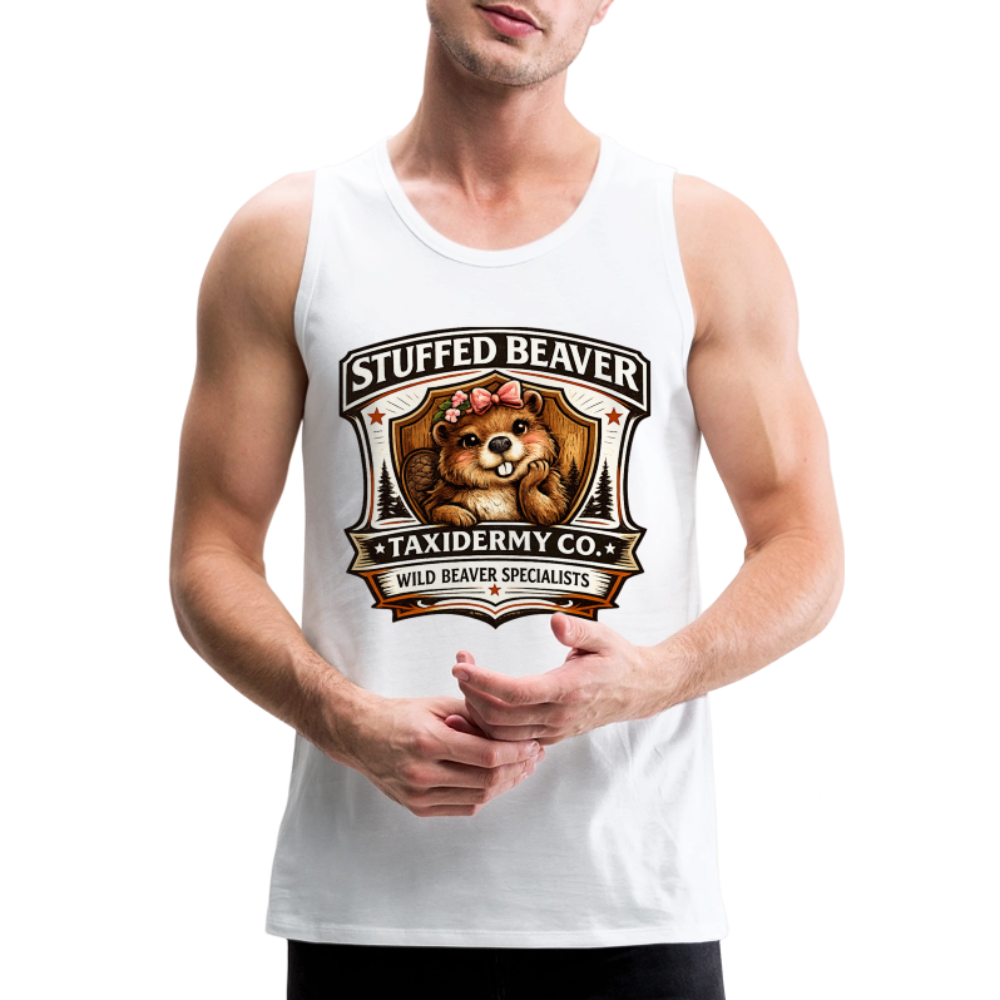 Stuffed Beaver Taxidermy Funny Tank Top Color: White