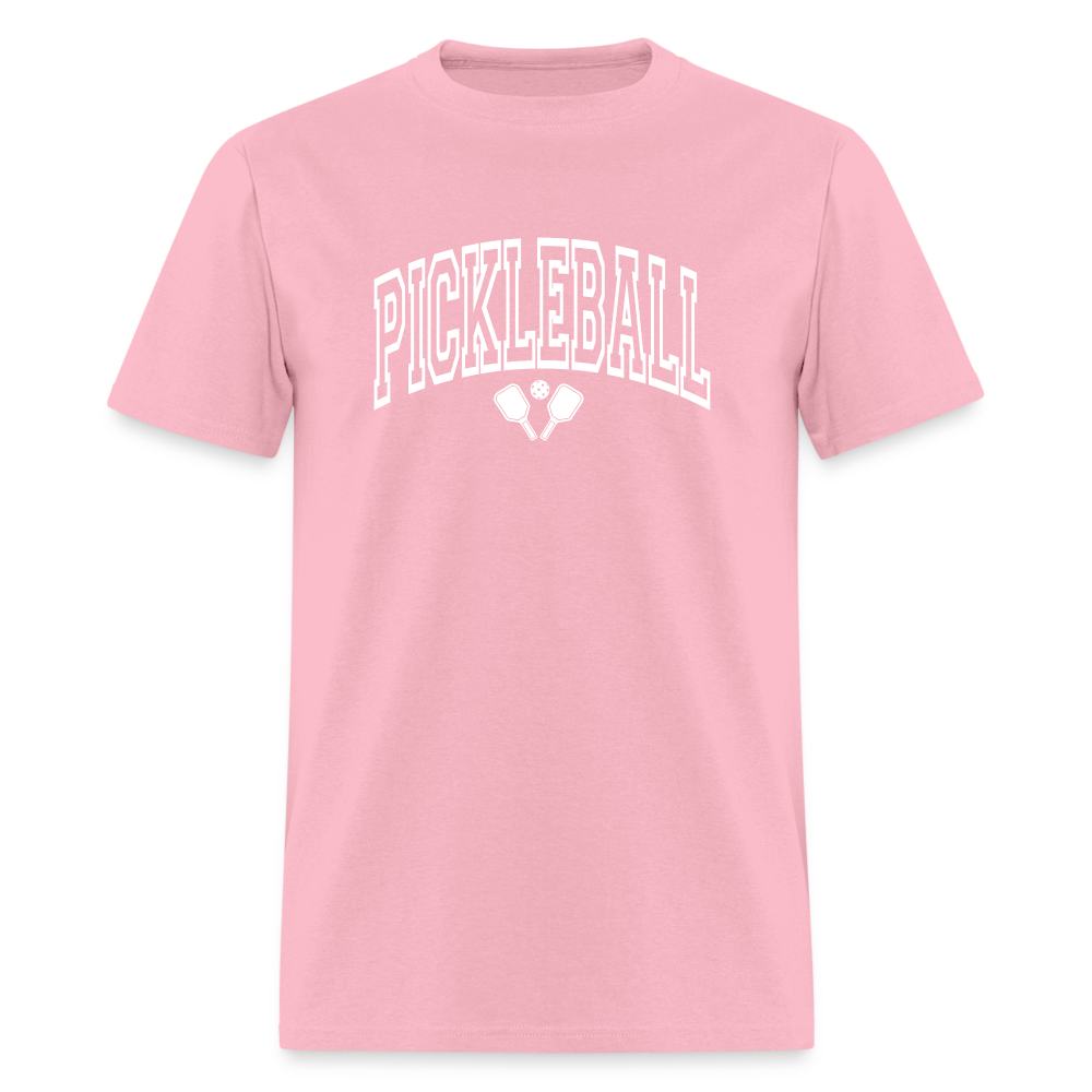 Pickleball T-Shirt (White Arch Letters) - pink