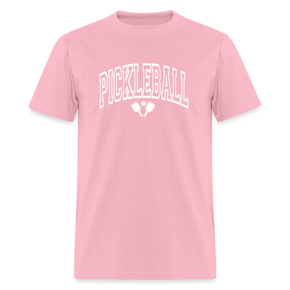 Pickleball T-Shirt (White Arch Letters) - pink