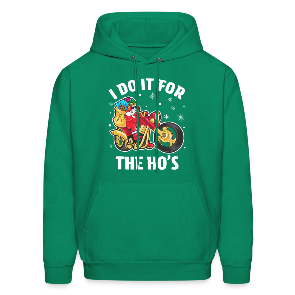 Christmas Biker Santa Riding Motorcycle I Do It For The Ho's Hoodie - kelly green