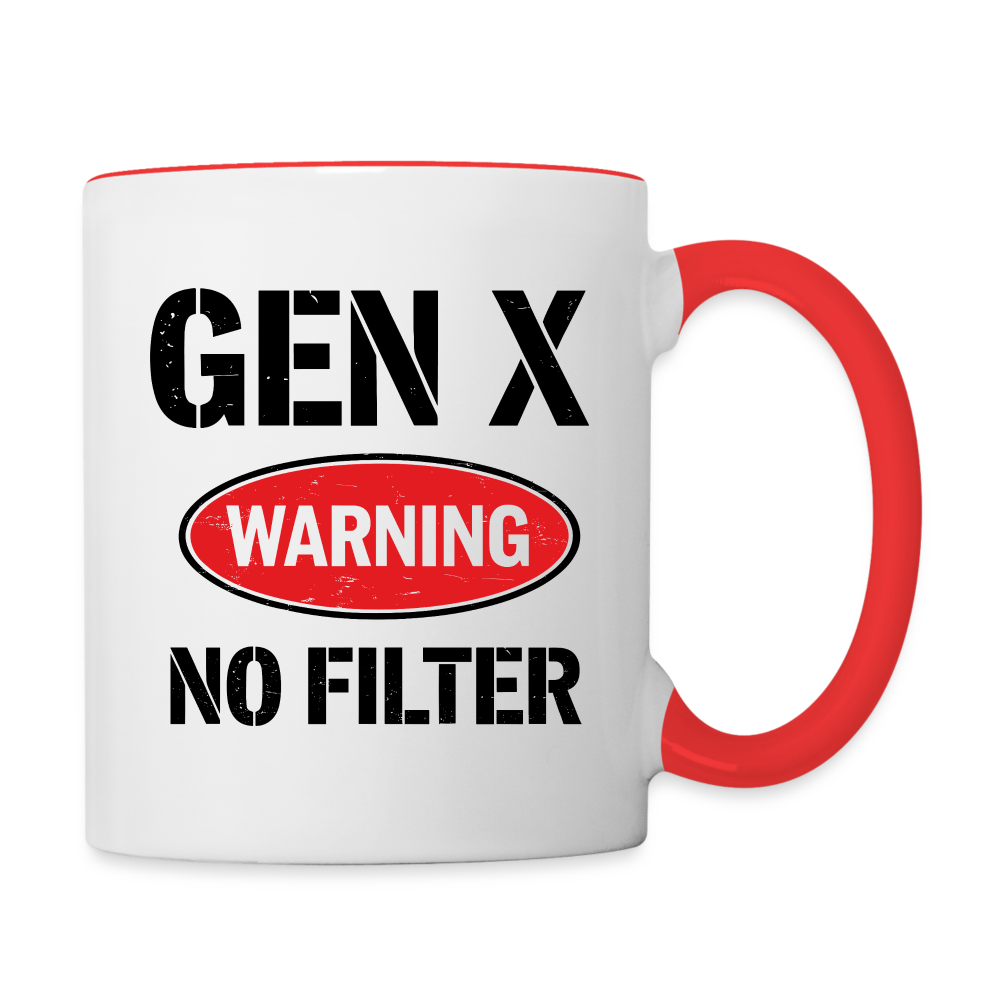 GEN-X Warning No Filter Coffee Mug - white/red