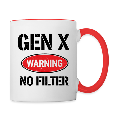 GEN-X Warning No Filter Coffee Mug - white/red