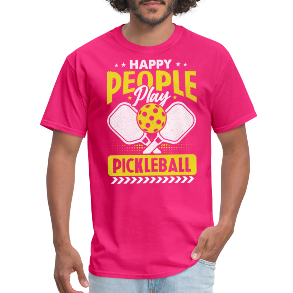 Happy People Play Pickleball T-Shirt - fuchsia