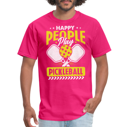 Happy People Play Pickleball T-Shirt - fuchsia