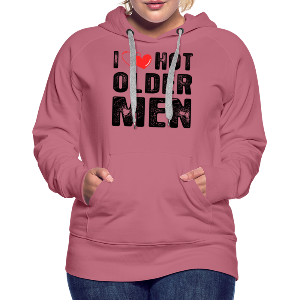 I Heart Hot Older Men (I Love Hot Older) Men Women’s Premium Hoodie - mauve