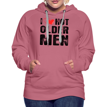 I Heart Hot Older Men (I Love Hot Older) Men Women’s Premium Hoodie - mauve