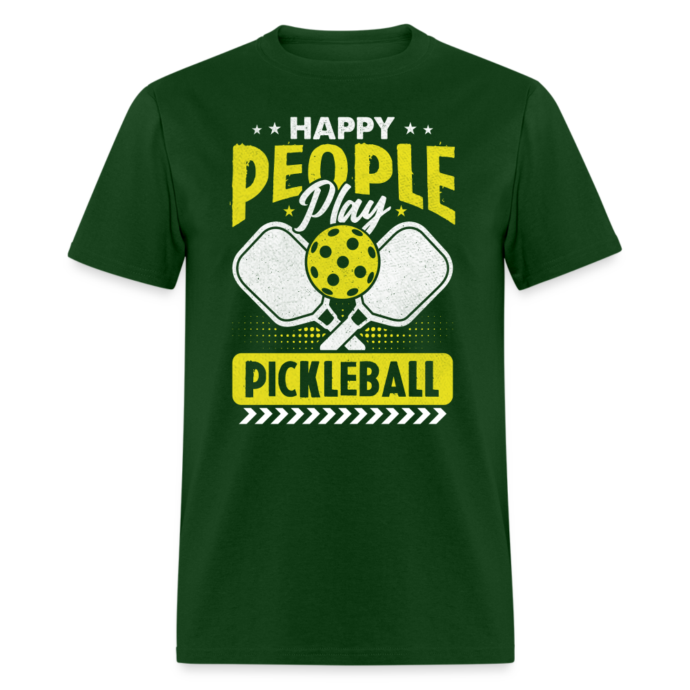 Happy People Play Pickleball T-Shirt - forest green