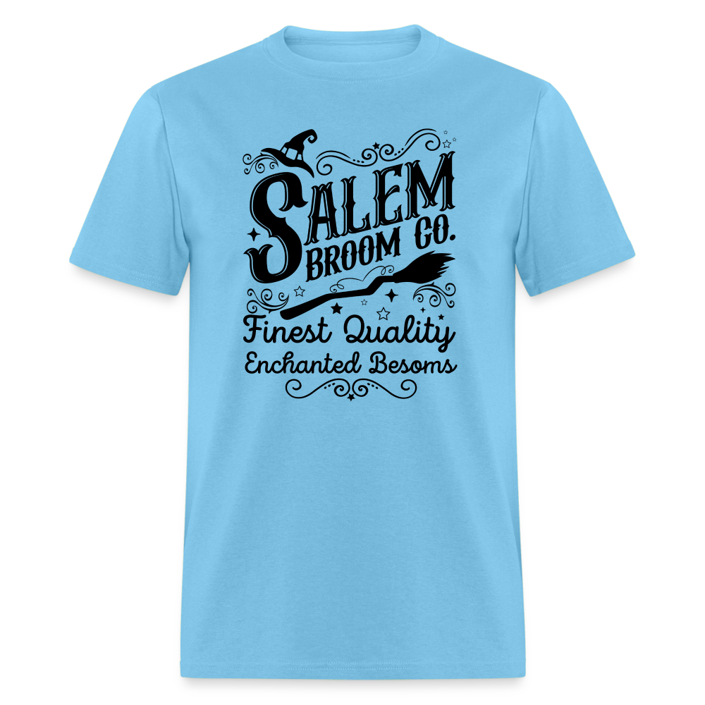 Salem Broom Co. Finest Quality Enchanted Besoms T-Shirt (Halloween) - aquatic blue