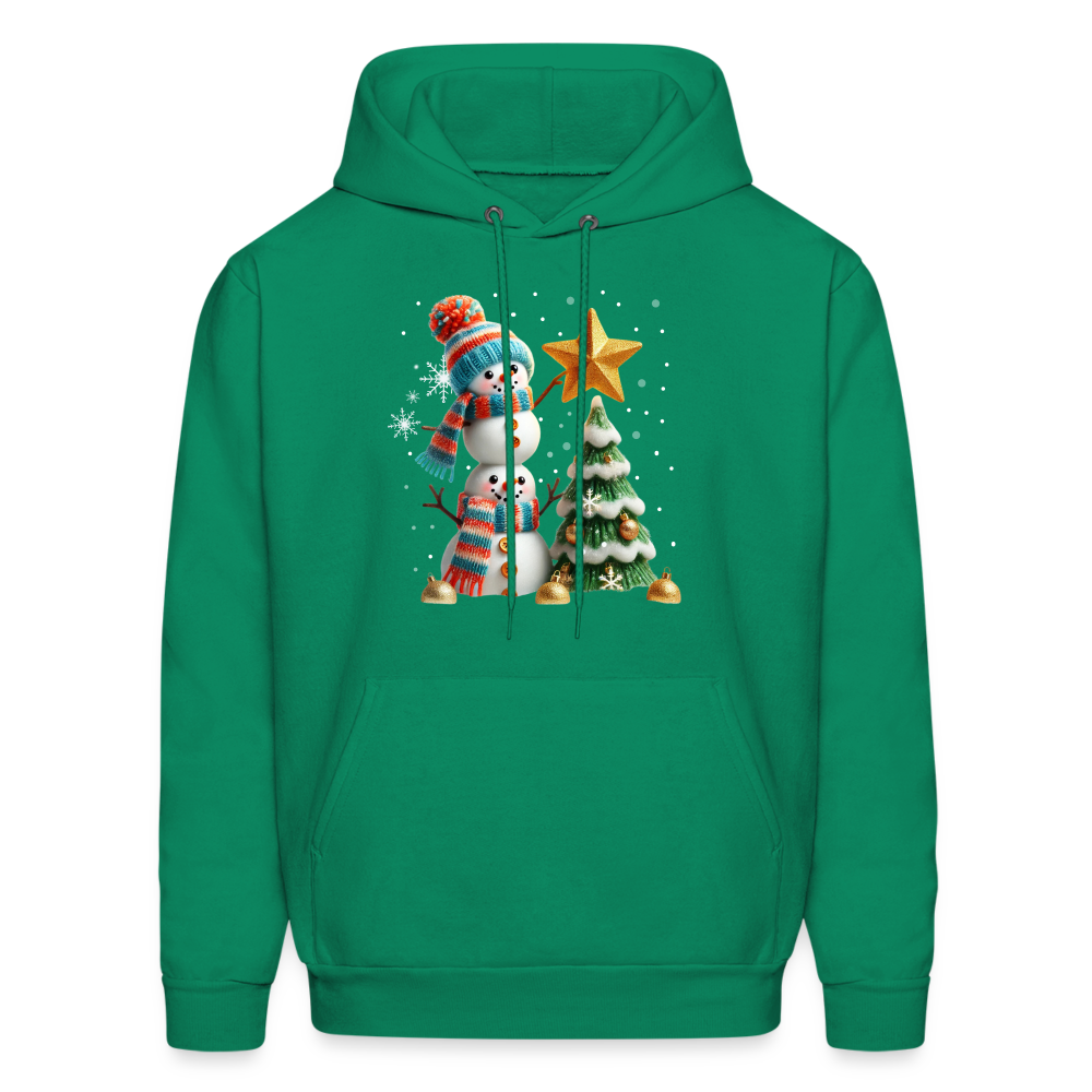 Cute Christmas Funny Snowman Decorating Tree Hoodie - kelly green