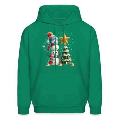 Cute Christmas Funny Snowman Decorating Tree Hoodie - kelly green