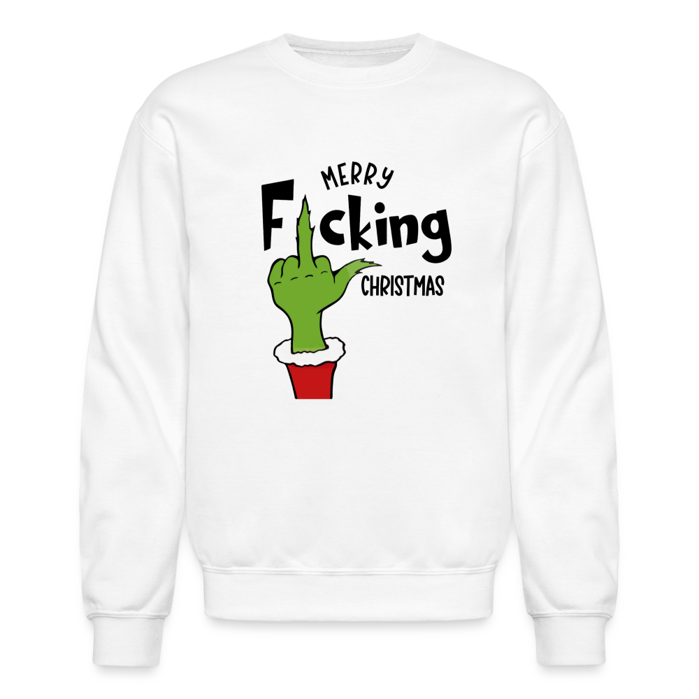 Merry F*cking Christmas Grumpy Middle Finger Sweatshirt - white