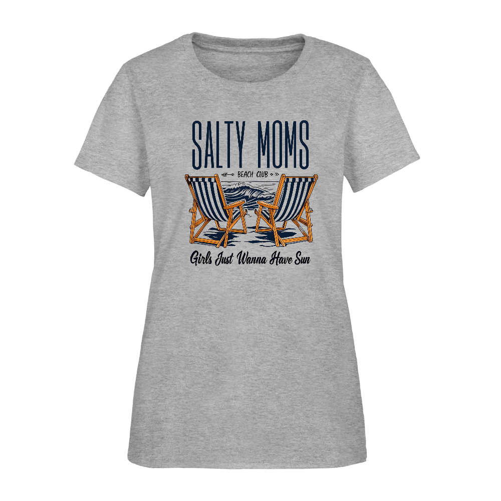 Salty Moms Beach Club T-Shirt – Girls Just Wanna Have Fun - heather gray