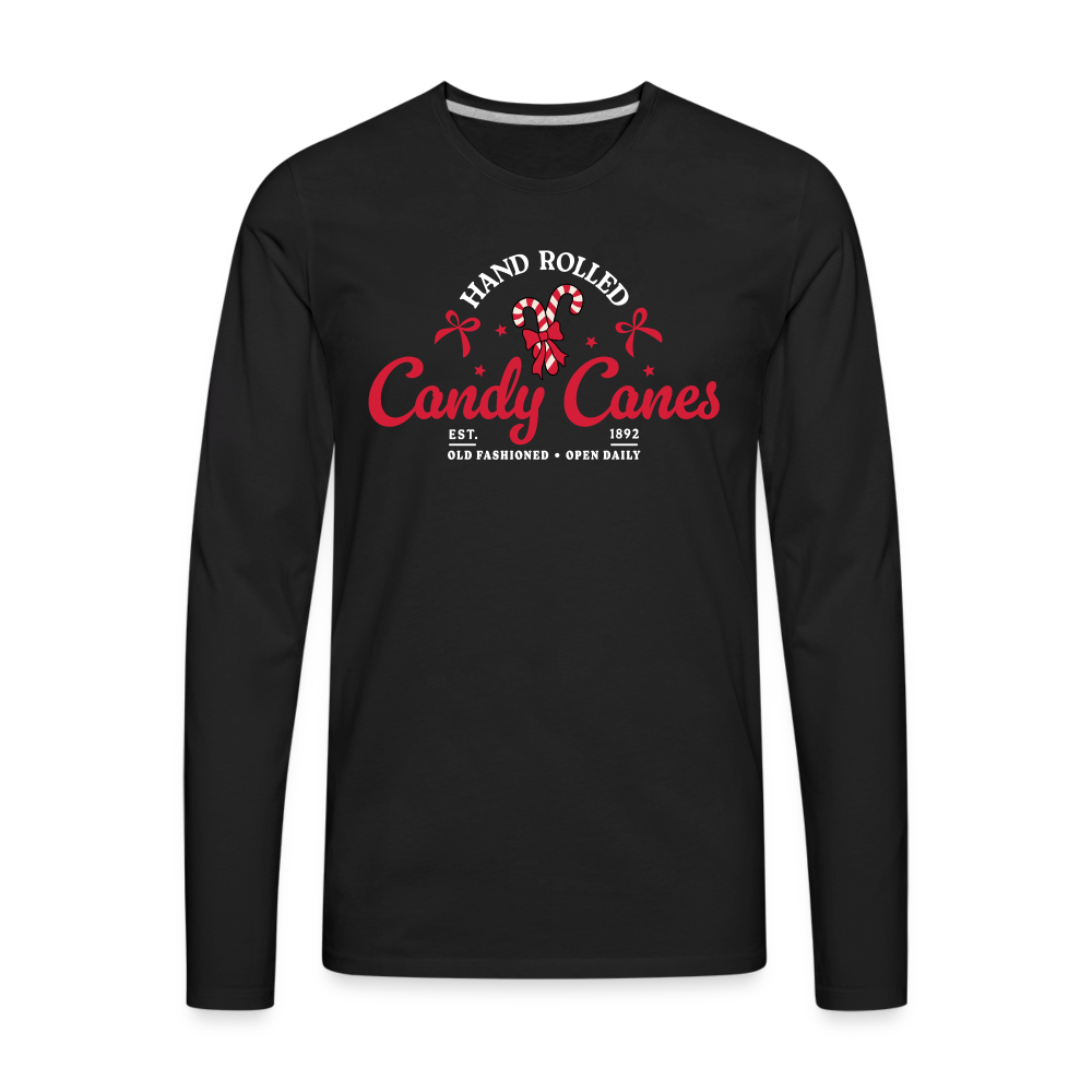 Hand Rolled Candy Canes Men's Premium Long Sleeve T-Shirt - black