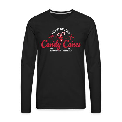 Hand Rolled Candy Canes Men's Premium Long Sleeve T-Shirt - black