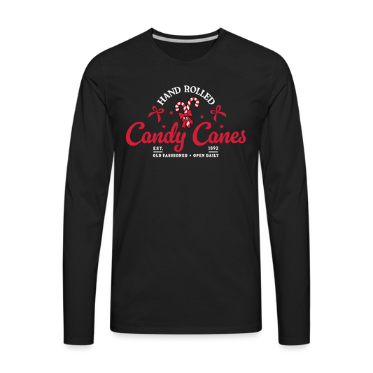 Hand Rolled Candy Canes Men's Premium Long Sleeve T-Shirt - black