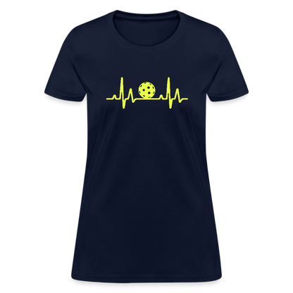 Pickleball Heartbeat Women's Contoured T-Shirt - navy