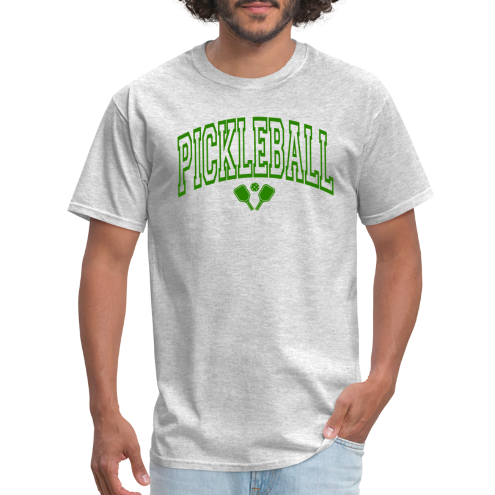 Pickleball T-Shirt (Green Arch Letters) - heather gray