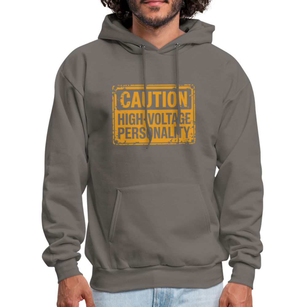 Caution High Voltage Personality Hoodie - asphalt gray