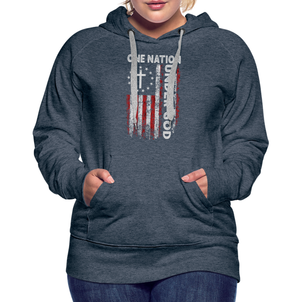 One Nation Under God Women’s Premium Hoodie - heather denim