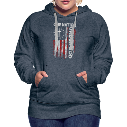 One Nation Under God Women’s Premium Hoodie - heather denim