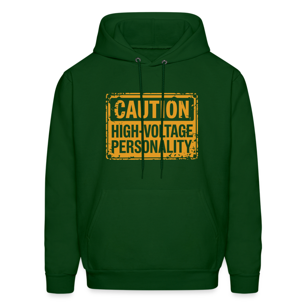 Caution High Voltage Personality Hoodie - forest green