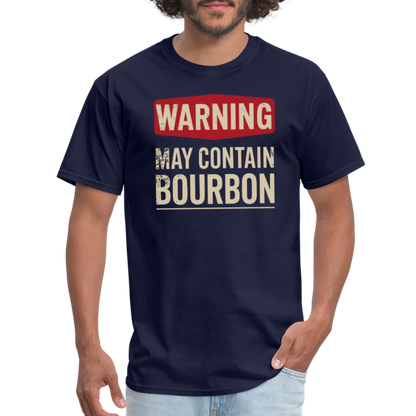 Warning May Contain Bourbon T-Shirt - navy