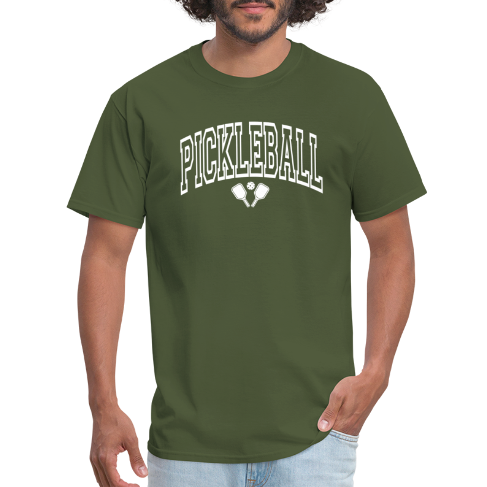 Pickleball T-Shirt (White Arch Letters) - military green