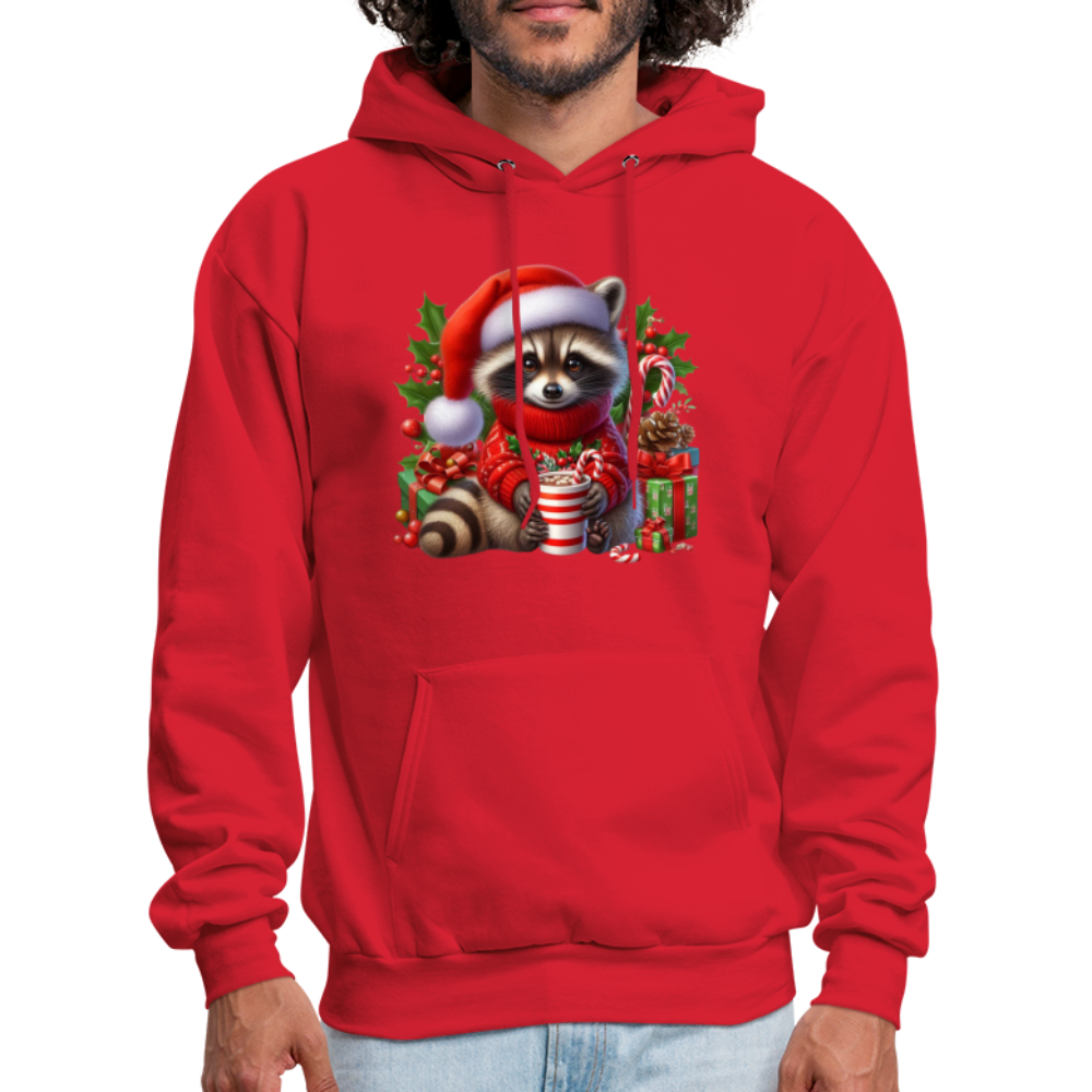 Christmas Cute Feral Raccoon Hoodie - red