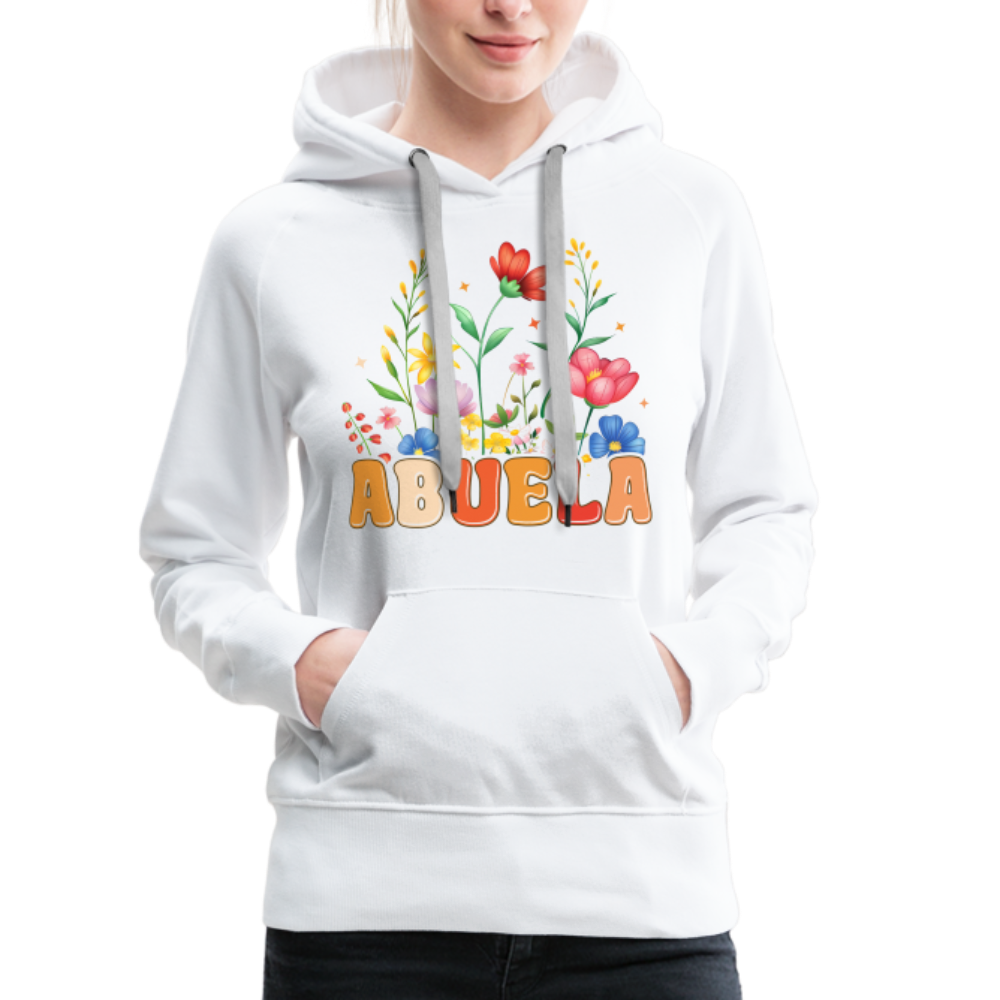 Abuela Women’s Premium Hoodie with Floral Design - white