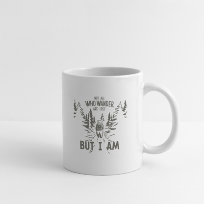 Not All Who Wonder Are Lost, But I Am (Camping Humor) Coffee Mug - white