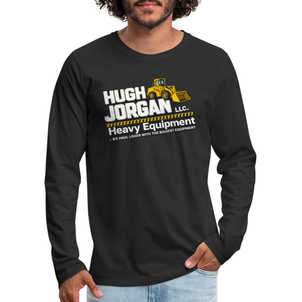 Hugh Jorgan Men's Long Sleeve T-Shirt – Funny Adult Humor Shirt Color: black