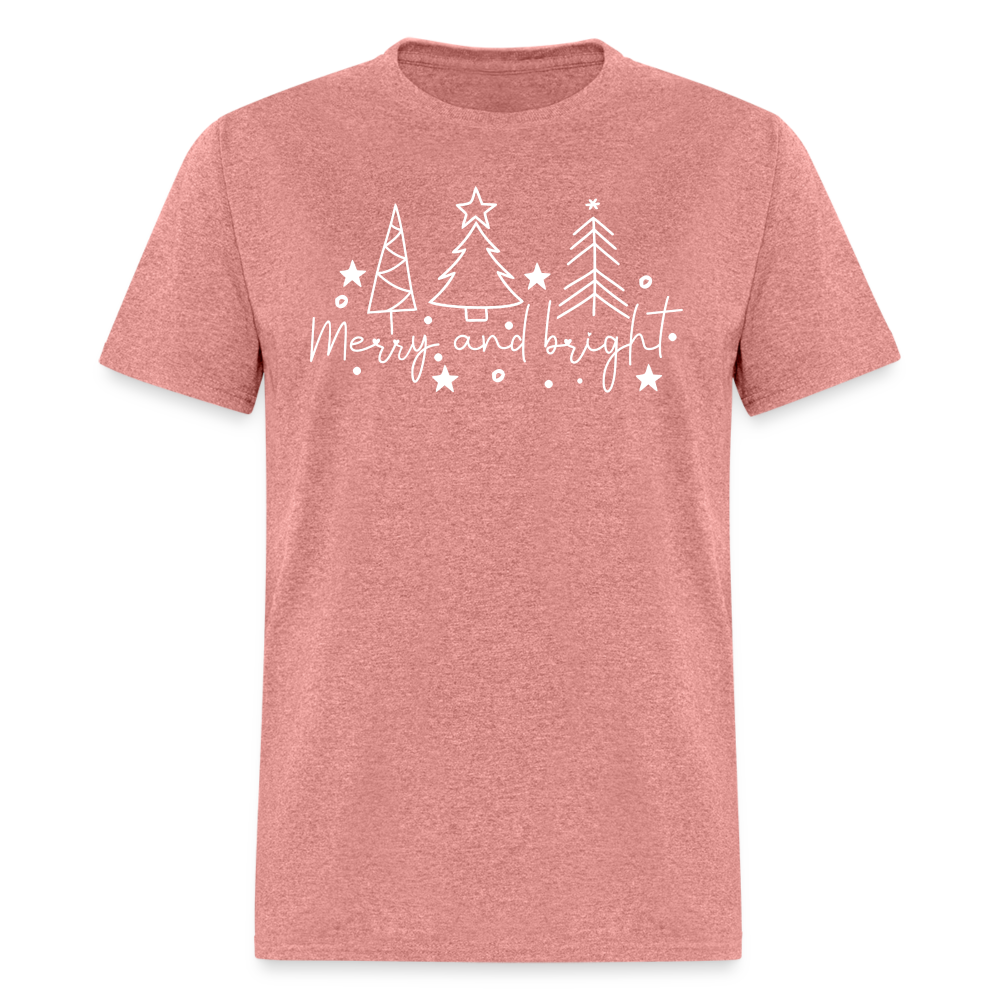 Merry and Bright (Christmas) T-Shirt - heather mauve