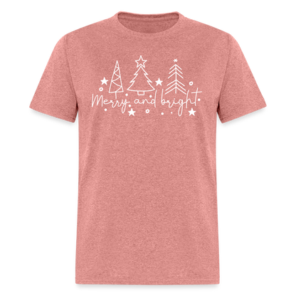 Merry and Bright (Christmas) T-Shirt - heather mauve