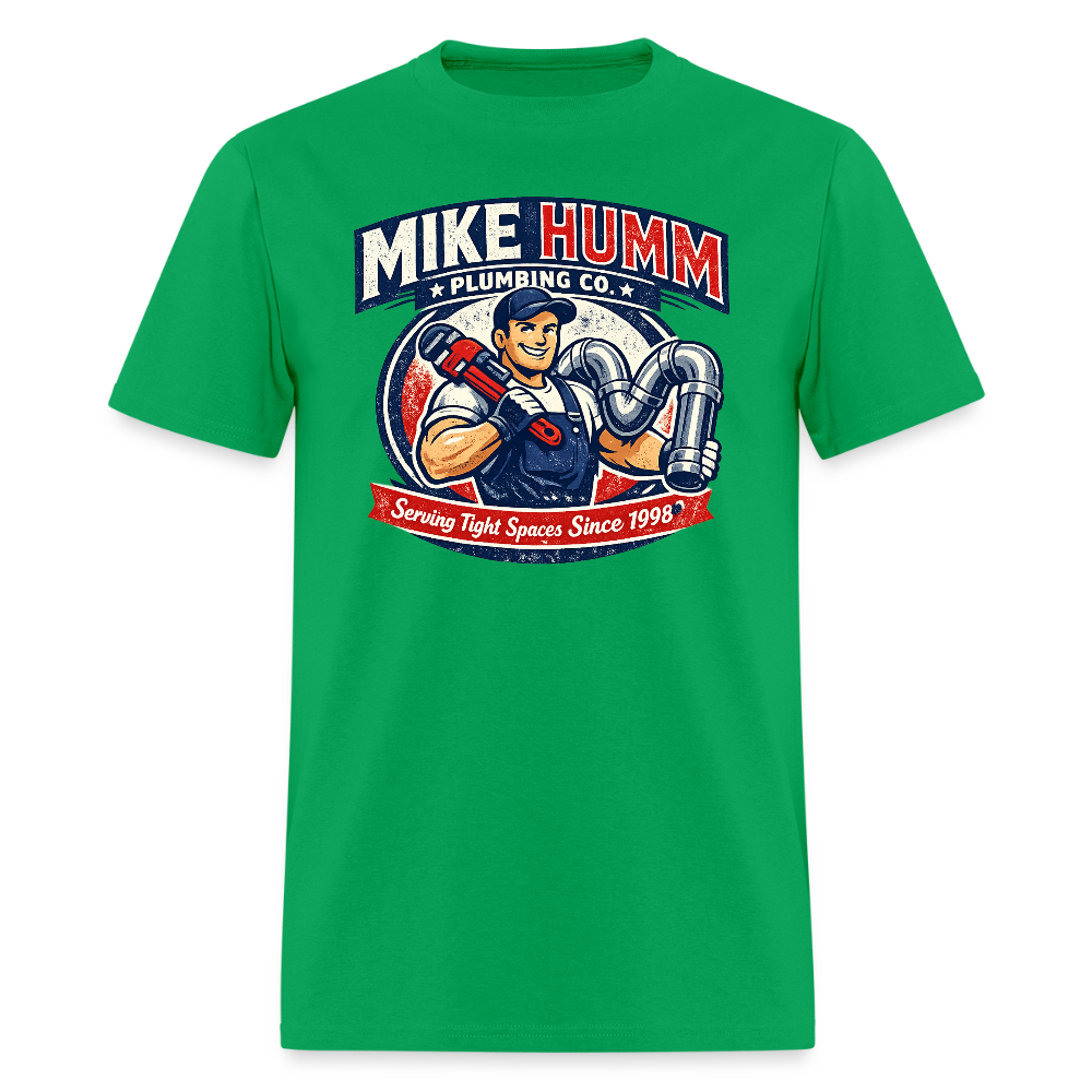Mike Humm Plumbing T-Shirt (Adult Humor) Color: bright green