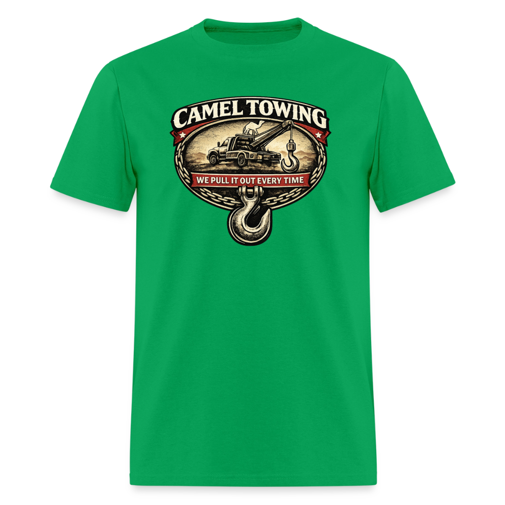 Camel Towing Funny Adult Humor T-Shirt Color: Bright Green