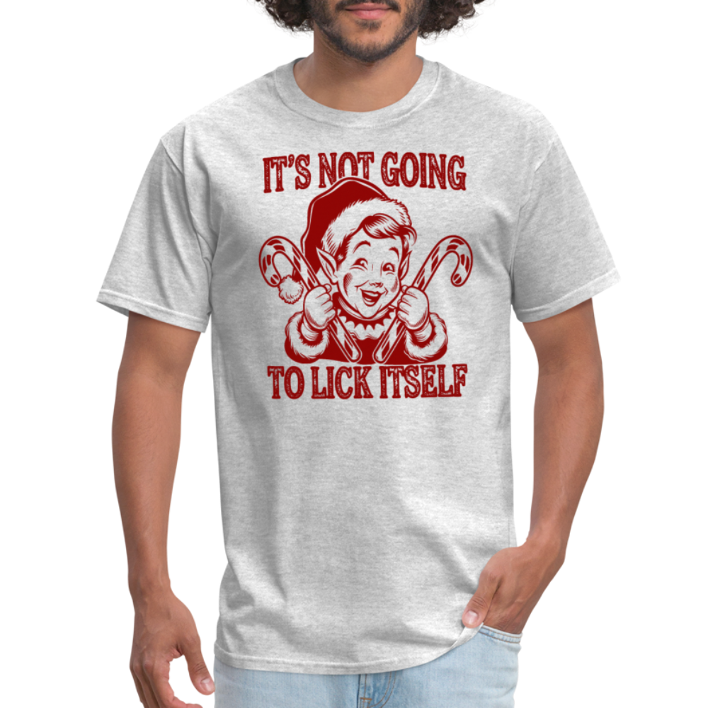 It's Not Going To Lick Itself (Naughty Christmas Elf) T-Shirt - heather gray