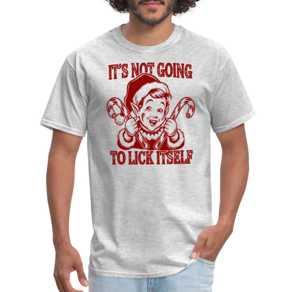 It's Not Going To Lick Itself (Naughty Christmas Elf) T-Shirt - heather gray