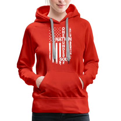 One Nation Under God Women’s Premium Hoodie - red