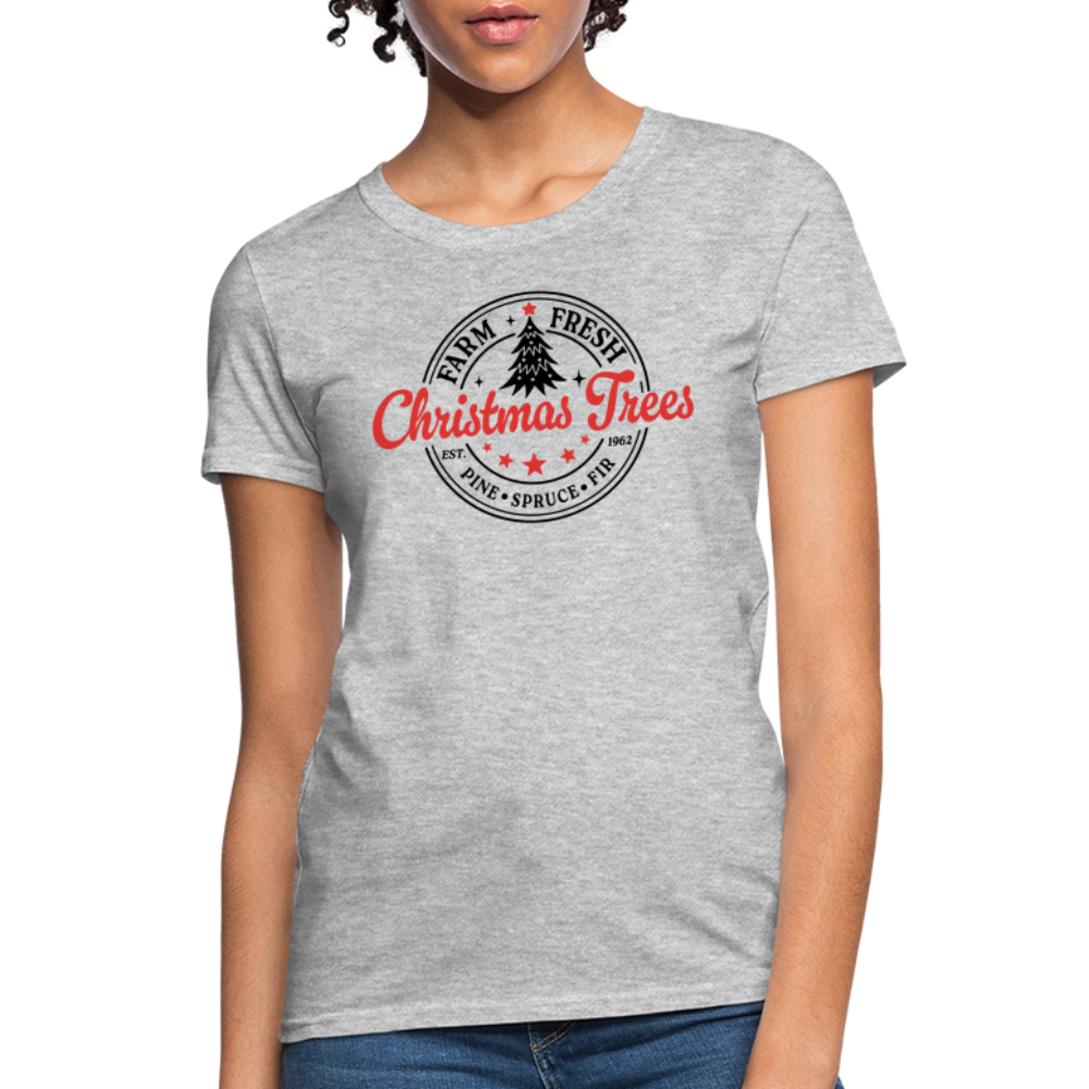 Farm Fresh Christmas Trees Women's Contoured T-Shirt - heather gray