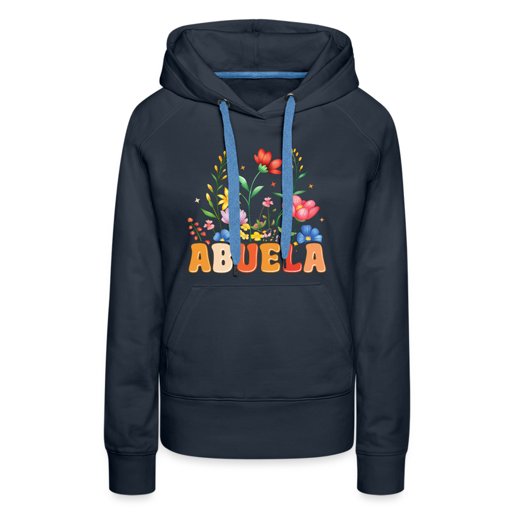 Abuela Women’s Premium Hoodie with Floral Design - navy