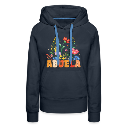 Abuela Women’s Premium Hoodie with Floral Design - navy