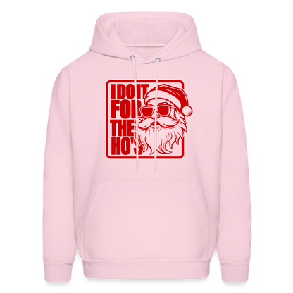 I Do It for the Ho's Funny Christmas Santa Hoodie - pale pink