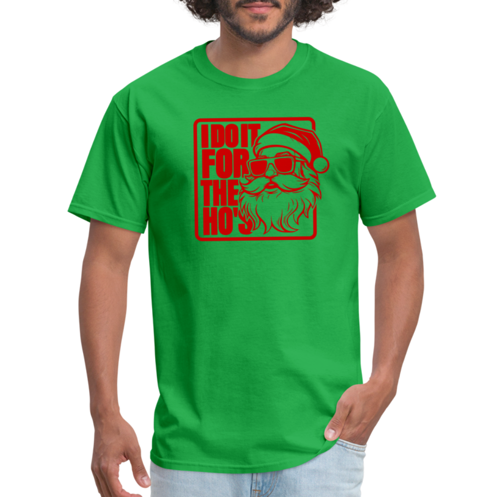 I Do It for the Ho's Funny Christmas Santa T-Shirt - bright green