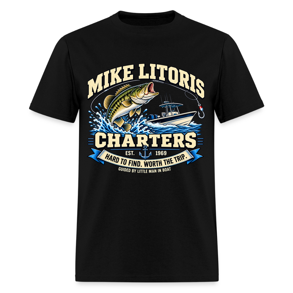 Mike Litoris Fishing Charters T-Shirt Color: Black