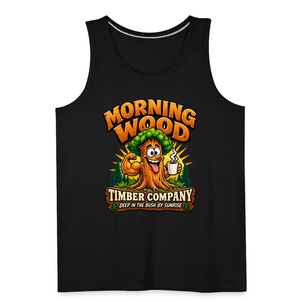 Morning Wood Timber Company Funny Adult Humor Tank Top Color: Heather Gray