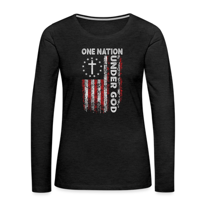 One Nation Under God Women's Premium Long Sleeve T-Shirt - charcoal grey